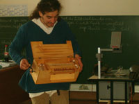 Pr&auml;sentation eines Drehleihernachbaus aus dem 12 Jh.